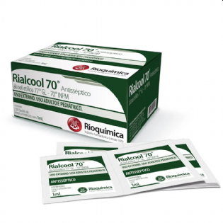 GAZE EMBEBIDA EM ALCOOL 70 RIALCOOL 70 120 SACHES 1ML