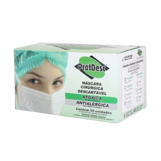 MASCARA TRIPLA ELASTICO BRANCA PROTDESC CX 50 UN