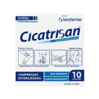 COMPRESSA CICATRISAN NÃO ADERENTE ESTÉRIL | EMBALAGEM COM 10 UNIDADES