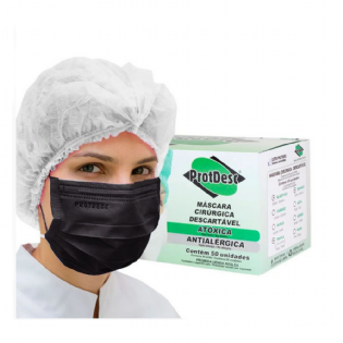 MASCARA TRIPLA ELASTICO PRETO PROTDESC CX 50UN