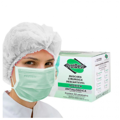 MASCARA TRIPLA ELASTICO VERDE PROTDESC CX 50 UN
