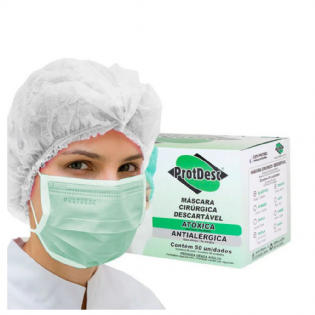 MASCARA TRIPLA ELASTICO VERDE PROTDESC CX 50 UN