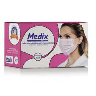 MASCARA MEDIX TRIPLA C/ELAST ROSA 50UN CAIXA