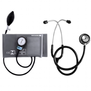 CONJUNTO ESFIGMO BIC ADULTO NY FECHO VELCRO CZA ESTETO AD DUP INOX PVC BLK CJ0943