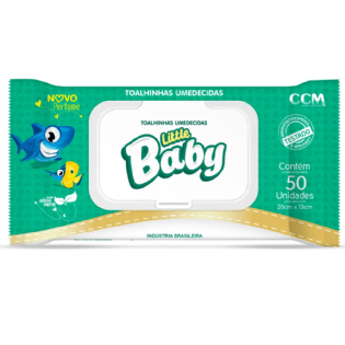 TOALHA UMEDECIDA LITTLE BABY C/ TAMPA C/50 UN