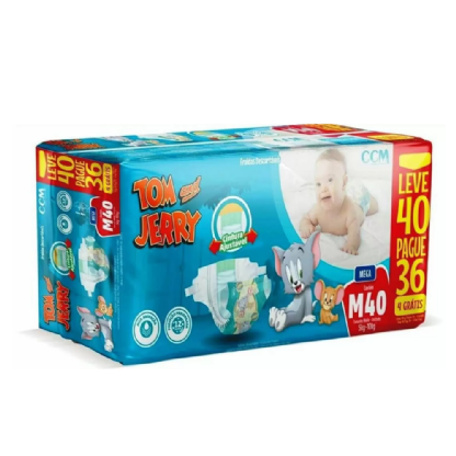 FRALDA MEGA TOM E JERRY M | 40 UNIDADES