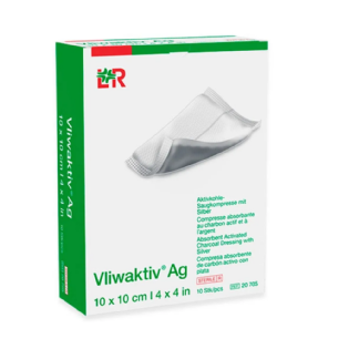 VLIWAKTIV AG ACT CHARCOAL DRESS. W. SILVER ESTERIL 10 X 10 CM