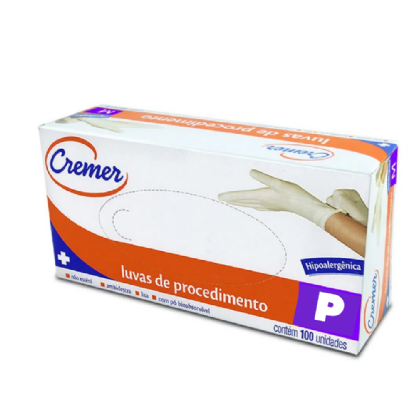 LUVA DE PROCED LATEX C/ TALCO P CX 100 UNID CREMER