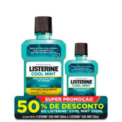 LISTERINE COOL MINT 500ML E GANHE 50% DESC LIST 250ML