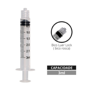 Seringa Desc 3ml Luer Lock | Pacote com 1 Unidade