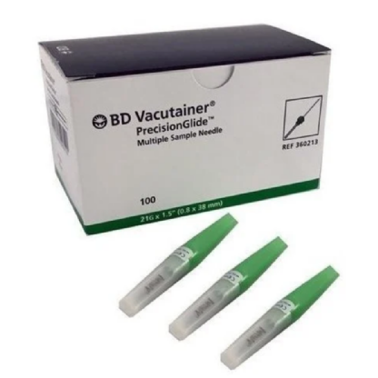 Agulha Coleta Múltipla 25x8 mm Verde com 100 Unidades | 21G 360212