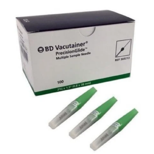 Agulha Coleta Múltipla 25x8 mm Verde com 100 Unidades | 21G 360212