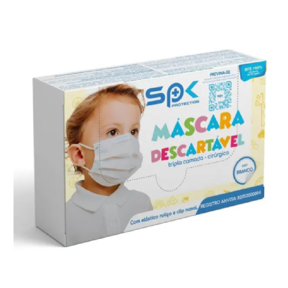 MASCARA DESC TRIPLA C ELASTICO CLIPS BRANCA C25 INFANTIL SPK