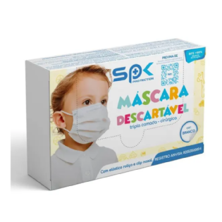 MASCARA DESC TRIPLA C ELASTICO CLIPS BRANCA C25 INFANTIL SPK