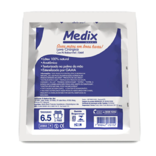 LUVA CIRÚRGICA LATEX SEM POLVO | MEDIX | Tamanho Disponível