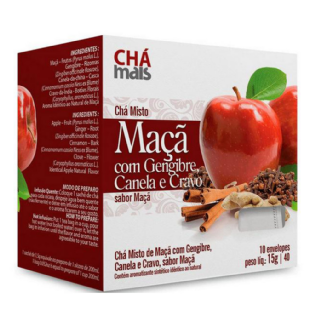 CHA MISTO MAÇA COM GENGIBRE CRAVO E CANELA 10 SACHES CHA MAIS