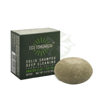 SHAMPOO SÓLIDO DETOX COM TEA TREE E ARGILA VERDE ECOTOMORROW 80G