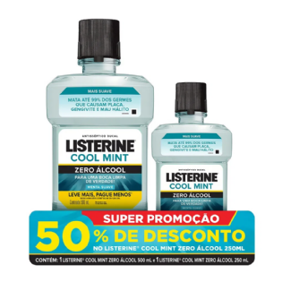 LISTERINE COOL MINT ZERO 500ML E GANHE 50% DESC LIST 250ML