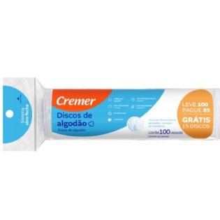Algodão Cremer Disco F Lisa com 100 Unidades | Higiene e Cuidado Personalizado