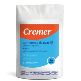 COMPRESSA DE GAZE C/500 7,5X7,5 11F NIDIA.