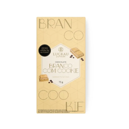 BARRA CHOCOLATE BRANCO C/ COOKIES 75G - LUCKAU.