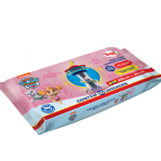 TOALHA UMEDECIDA 50 UNIDADES PATRULHA CANINA SKYE TOPZ BABY