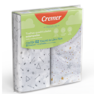 Toalha Premium Estampada Cremer | 02 Unidades 70cm x 1m