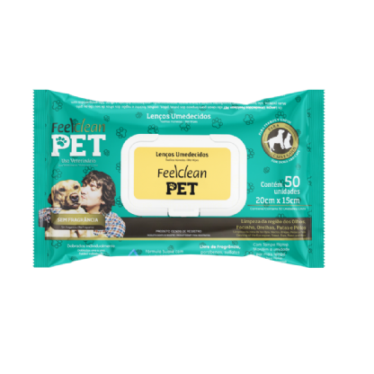 Toalhinhas Umedecidas Feelclean Pet | Pacote com 50 Unidades