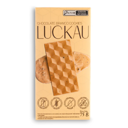 BARRA CHOCOLATE B C/ COOKIES S AÇUCAR 75G - LUCKAU.