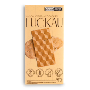 BARRA CHOCOLATE B C/ COOKIES S AÇUCAR 75G - LUCKAU.