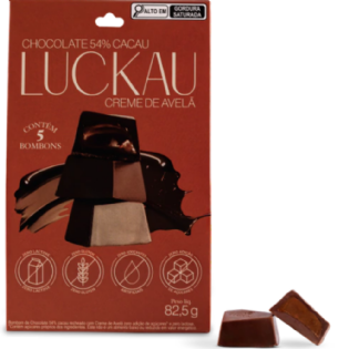 BOMBOM 54% CREME  AVELÃ S/ AÇUCAR 5UN - LUCKAU