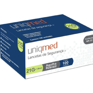 LANCETAS DE SEGURANCA 21GX1.8MM SK UNIQMED   