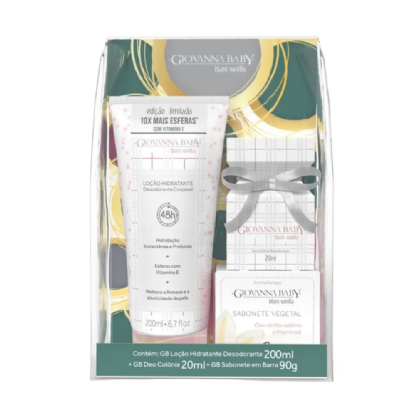 KIT GIOVANNA BABY DEO COL.20ML VANILA+LOCAO HIDR.200ML+SAB 90 GR