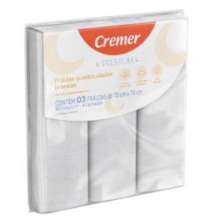 FRALDA PREMIUM CREMER 70CMX70CM | 3 UNIDADES