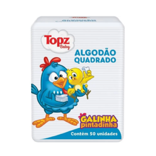 Algodão Quadrado Galinha Pintadinha | Pacote com 50 Unidades
