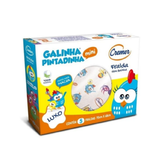FRALDA LUXO BAINHA GALINHA PINTADINHA MINI 70X68cm CX C/12 PCT C/5UNDS