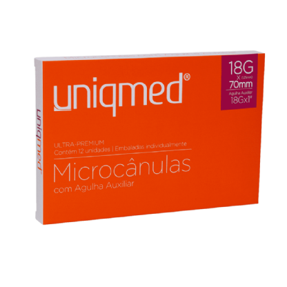 MICROCANULAS UNIQMED C/AGULHA AUXILIAR 18GX1 18G (1,25MM) X 70MM C/24