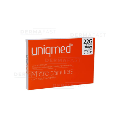 MICROCANULAS UNIQMED C/AGULHA AUXILIAR 21GX1 22G (0,70MM) X 50MM UN
