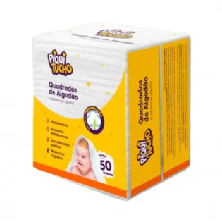 Piquitucho Algodão Quadrado 50 Unidades | Ideal para Cuidados com a Pele