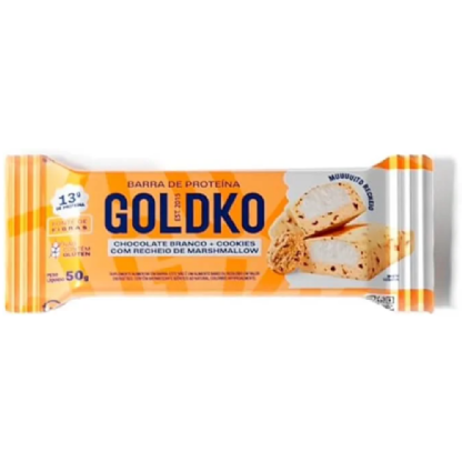 GOLDKO BARRA PROTEINA CHOC BRANCO/ COOKIES/MARSHMALLOW.