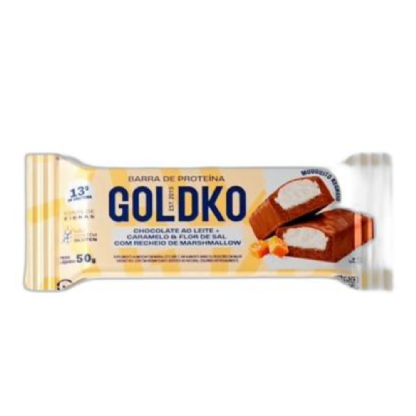 GOLDKO BARRA PROTEINA CHOCOLATE AO LEITE /CARAMELO E FLOR DE SAL/MARSHMALLOW.