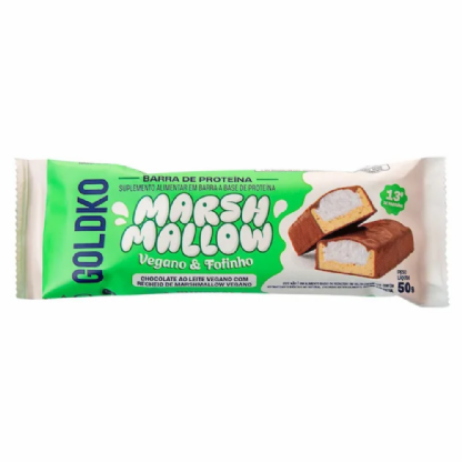 GOLDKO BARRA DE PROTEINA AO LEITE DE COCO + MARSHMALLOW VEGANO 50G.