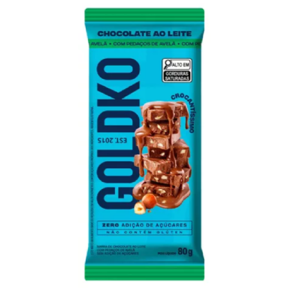 GOLDKO BARRA DE CHOCOLATE AO LEITE AVELA 80G.