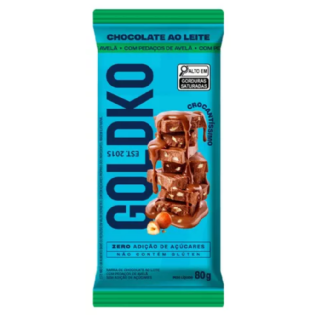 GOLDKO BARRA DE CHOCOLATE AO LEITE AVELA 80G.