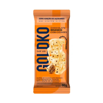 GOLDKO BARRA DE CHOCO BRANCO COM COOKIES ZERO ACUCAR 80G,