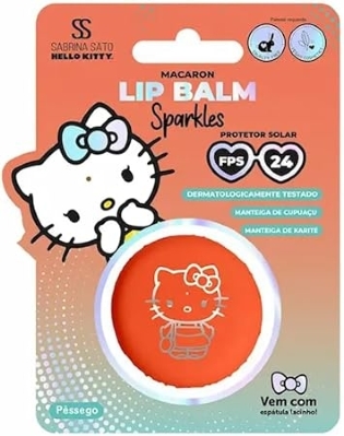 HELLO KITTY LIP BALM MACARON FPS24 PESSEGO 8G