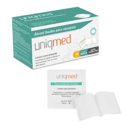UNIQMED GAZE EMBEBIDA ALCOOL SWAB PARA ASSEPSIA