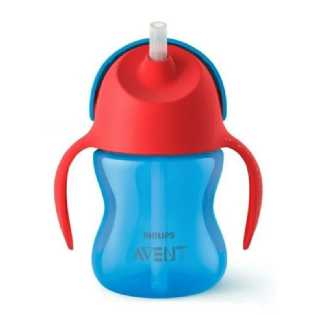 AVENT COPO DINO C/CANUDO CURVADO 200ML AZUL E VERM SCF796/01