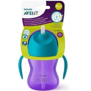 AVENT COPO DINO C/CANUDO CURVADO 200ML AZUL E ROXO SCF796/02