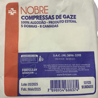 COMPRESSA GAZE ESTERIL 13F 7,5 x 7,5 400x10 CLEAN/NOBRE MEDIHOSP